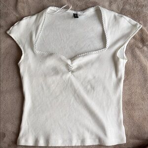 H&M Cream Short Sleeve Top